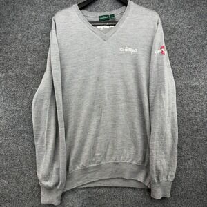 Chervo Mens Gray 100% Merino Wool V-Neck Odyssey Golf Sweater Large L 54